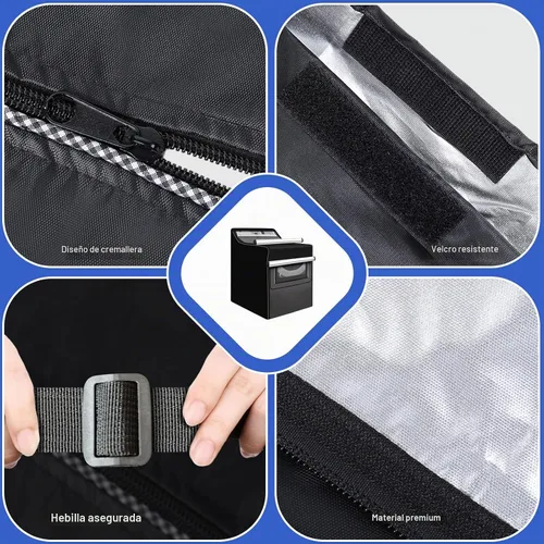 Vista 2 de ANMINY Funda para lavadora para carga frontal superior, impermeable para exteriores, resistente al polvo, al sol, resistente al viento, cremallera
