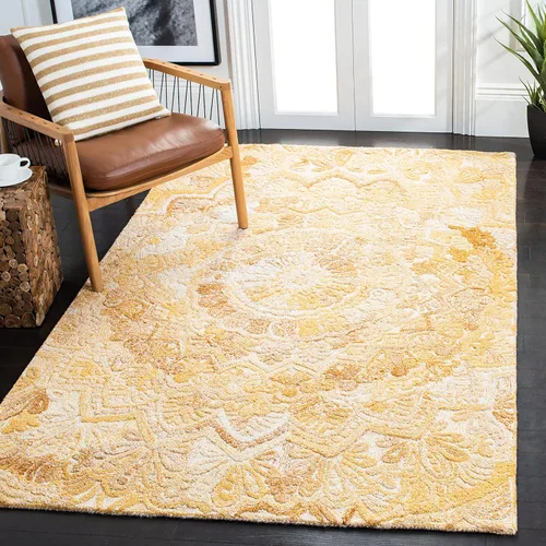 Vista 27 de SAFAVIEH Marquee Collection - Alfombra decorativa, 2 x 3 pies, beige y marfil, lana de medallón de mandala hecha a mano, ideal para zonas de alto