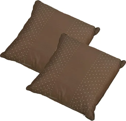 Vista 3 de Home Soft Things Marquesa Dot - Juego de 2 almohadas bordadas de seda rellenas, café, 18 x 18 pulgadas