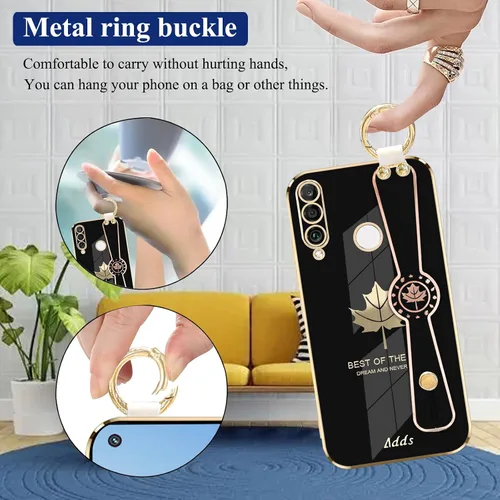 Vista 2 de Funda de teléfono para Huawei P30 Lite con correa para la muñeca y anillo para el dedo, bonita funda protectora estética de silicona delgada a