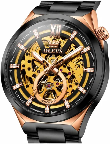 Vista 9 de OLEVS Relojes mecánicos automáticos para hombre de cuerda automática impermeables de acero inoxidable, relojes de pulsera de lujo costosos