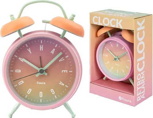 Vista 8 de Fisura – Reloj despertador analógico, sin tictac con luz LED, rosa y azul