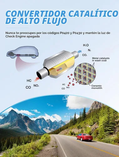 Vista 7 de Nilight - Convertidor catalítico de entrada/salida de 2 pulgadas con escudo térmico, catalizador universal de 2 pulgadas para Chevrolet Chevy Dodge