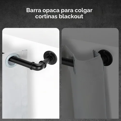 Vista 5 de OLV - Barra de cortina industrial envolvente de 36 a 91 pulgadas, color negro Negro mate