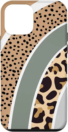 Vista 16 de Boho Burnt Orange Half Rainbow with Dotted Pattern Leopard Case for iPhone 17