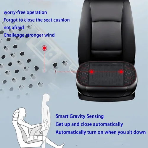 Vista 2 de Enfriador de asiento de automóvil con puerto USB ventilado con función de arranque y parada automática, cojín de asiento de automóvil para todos