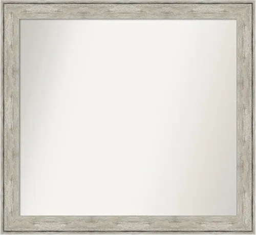 Vista 429 de Amanti Art Espejo de baño plateado para sobre el fregadero, 28 x 37 pulgadas, elegante espejo rectangular de peltre cepillado, marco de madera