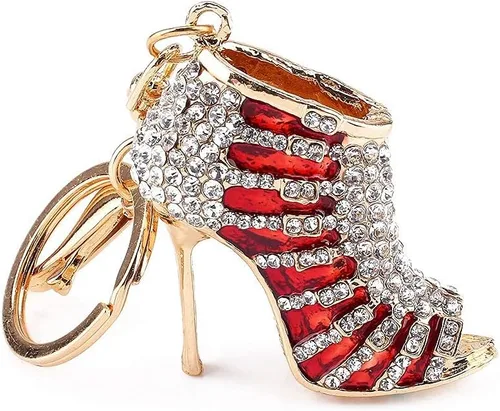 Vista 7 de TOPINCN Llavero con diamantes de imitación de tacón alto para zapatos, llavero de cristal, llavero, cadena, colgante, regalo, para mujer, bolso