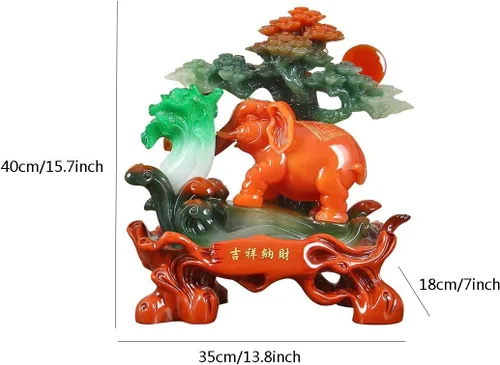 Vista 2 de Escultura de estatua de feng shui chino Decoración de elefante de poliresina de la suerte Decoración moderna Artesanía china Estatua de elefante