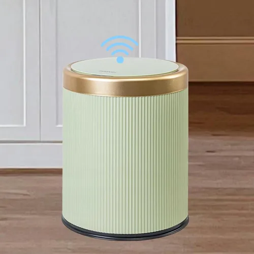 Vista 8 de URALFA Cubo de basura automático con sensor de movimiento para baño con tapa, cubo de basura sin contacto, cubo de basura inteligente a prueba