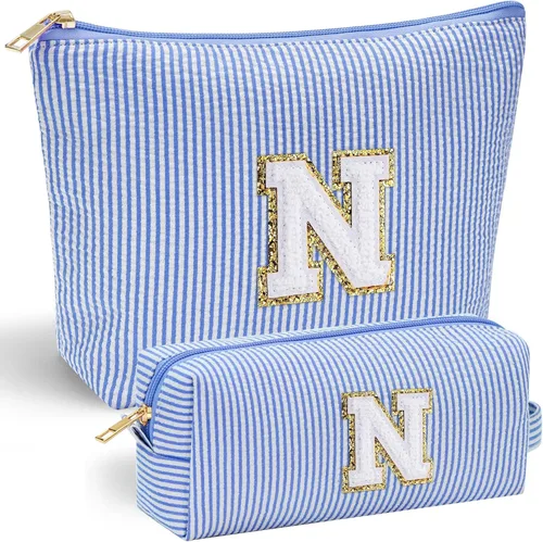 Vista 112 de YOOLIFE Regalos del Día de la Madre para Mujeres, Bolsa de Maquillaje con Iniciales, Bolsa de Maquillaje para Viaje, Bolsa de Maquillaje Negro