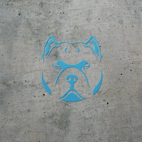 Vista 2 de Adhesivos transparentes de American Bully Icon Dog Head (azul azul), calcomanías de vinilo impermeables de alta calidad para teléfono portátil