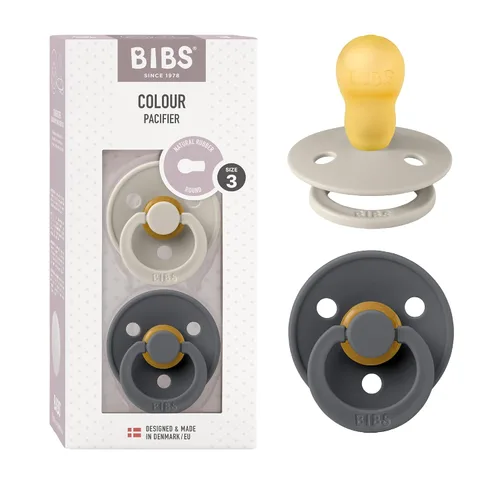 Vista 132 de BIBS - Paquete de 2 chupetes para bebés, goma natural libre de bisfenol A, hechos en Dinamarca, colección Colour, para bebés de 18+ meses, azul bebé
