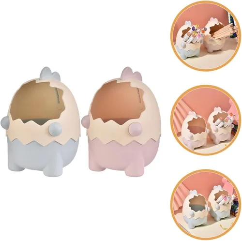 Vista 6 de Holibanna Organizador de escritorio Kawaii para bolígrafos, brochas de maquillaje y papelería, contenedor de almacenamiento de capacidad, 2