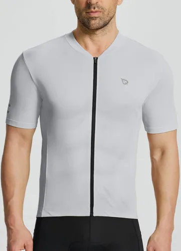 Vista 2 de BALEAF Camiseta de ciclismo para hombre, manga corta, camisetas de ciclismo de bicicleta, camiseta con cremallera completa, 3+1 bolsillos, UPF50+