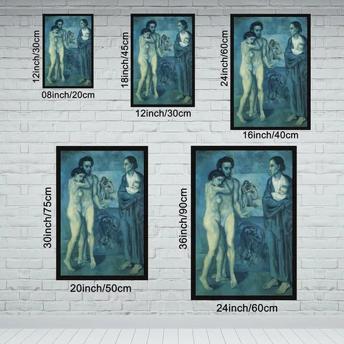 Vista 2 de La Vie. Life 1903 by Pablo Picasso Posters Prints Canvas Deco Paintings Vintage Wall Art For Offices Living Rooms And Bedrooms Hanging Frame 8" L X