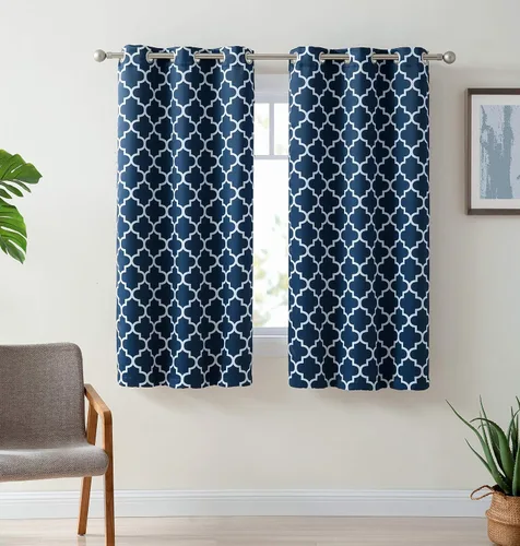 Vista 13 de HLC.ME Paneles de cortinas opacas con estampado de flechas para oscurecer la habitación, con ojales, para habitación de niños, juego de 2