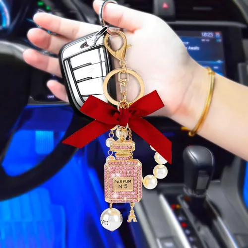 Vista 5 de Allnice Paquete de 2 llaveros lindos para mujer, bonitos llaveros para mujeres y niñas, llavero de automóvil, bolsas de manualidades