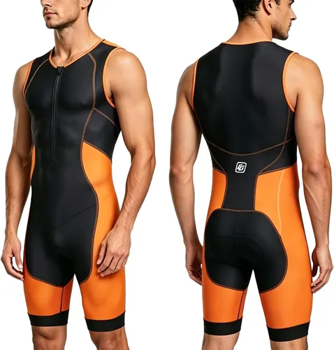Vista 12 de Triathlon Suits Mens One-Piece Sleeveless Trisuits Skin Wet Suit for Running Cycling Swimming