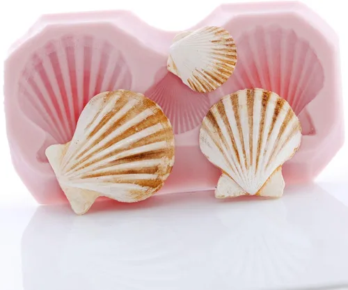 Vista 4 de Molde de silicona Seashell Fondant seguro para alimentos, caramelo de chocolate, resina, molde de arcilla polimérica, jabón