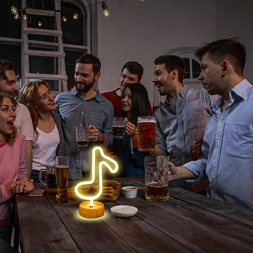 Vista 5 de Cartel de neón LED para interior, luz nocturna con base de soporte, funciona con batería/USB, luz decorativa de neón