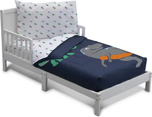 Vista 10 de Delta Children Juego de ropa de cama de 4 piezas para niños, edredón reversible 2 en 1, incluye edredón ajustable para mantener a los más pequeños