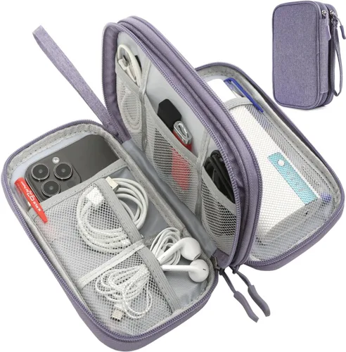Vista 13 de CAAORDKSO Bolsa Organizadora de Electrónicos para Viaje, Estuche Pequeño Organizador de Cables Impermeable, Bolsa de Accesorios, Estuche Electrónico