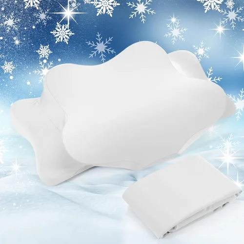 Vista 9 de Hahafelt Funda de almohada refrescante para el cuello cervical (solo funda de almohada) Funda de almohada ergonómica con cremallera, funda