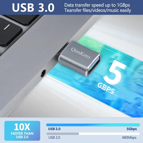 Vista 2 de QimKero Juego de adaptadores USB C OTG – [2 x Tipo C hembra a USB A macho + 2 USB C macho a A hembra] – Compatible con iPhone 15/14/13/12 Pro Max