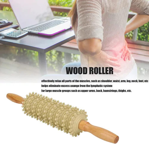 Vista 3 de YUYTE Rodillo de masaje de madera para cintura y muslo, puntos de liberación de piernas delgadas para celulitis, dolor de fascia para mujeres