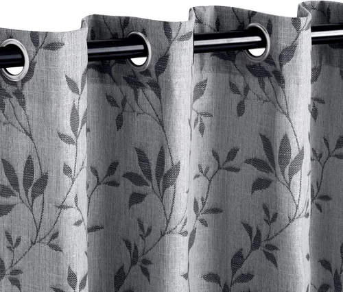Vista 3 de Superior Ghera - Cortinas de jacquard con detalles de ventana, perfectas para habitación familiar, dormitorio, hojas, naturaleza con ojales