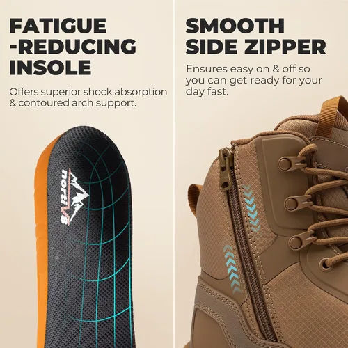 Vista 8 de NORTIV 8 Botas de trabajo ligeras con punta compuesta para hombre Coyote