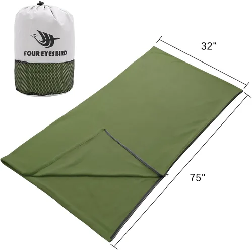 Vista 3 de Forro polar para saco de dormir, 75 pulgadas de largo con cremallera de microfibra de forro polar de viaje, saco de dormir individual, manta