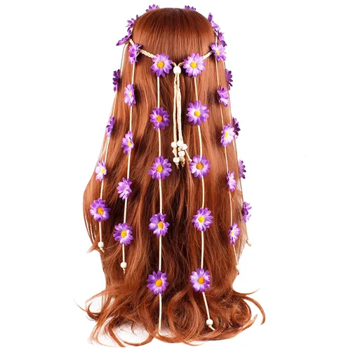 Vista 12 de YAXAMING Diadema de girasol de Halloween, bandas para el pelo de margaritas, corona, corona floral, diadema para mujer, Navidad, festival hawaiano