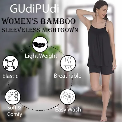 Vista 4 de Sleepy Time Pijama de bambú para mujer, ropa de dormir que absorbe la humedad, estilo veraniego