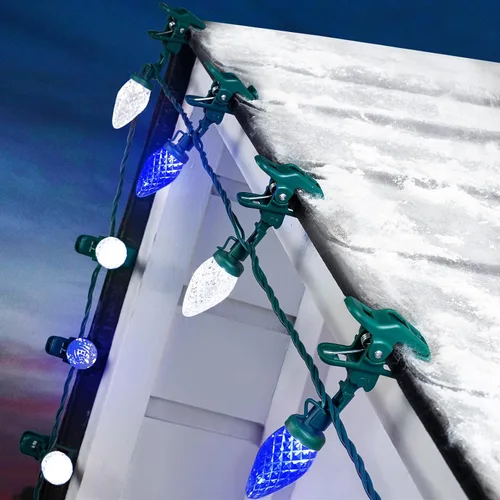 Vista 13 de 49FT 50 LED C9 luces de Navidad impermeables al aire libre, blanco Blanco cálido