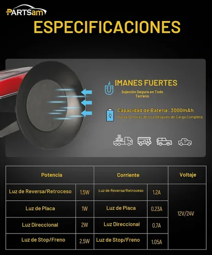 Vista 4 de Partsam Kit de luces LED inalámbricas para remolque, luces traseras de remolque con soporte de metal, enchufe de 7 pines para camiones remolques