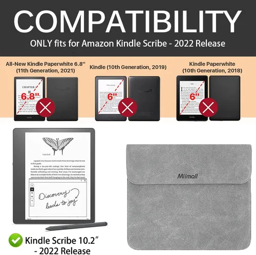 Vista 2 de Miimall Funda compatible con Kindle Scribe 2022, de cuero de alta calidad, funda protectora de cuero para Kindle Scribe de 10.2 pulgadas