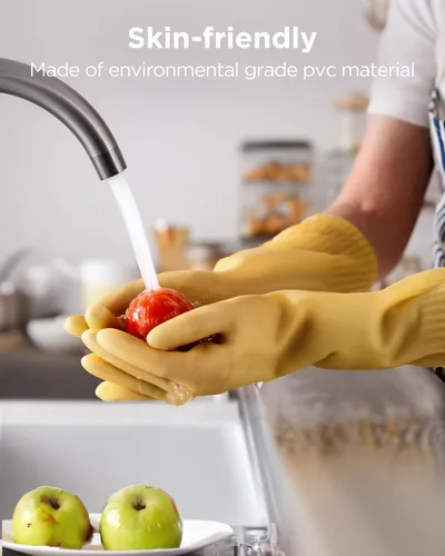 Vista 3 de Guantes de goma para lavar platos, 3 o 6 pares, guantes de cocina y reutilizables.