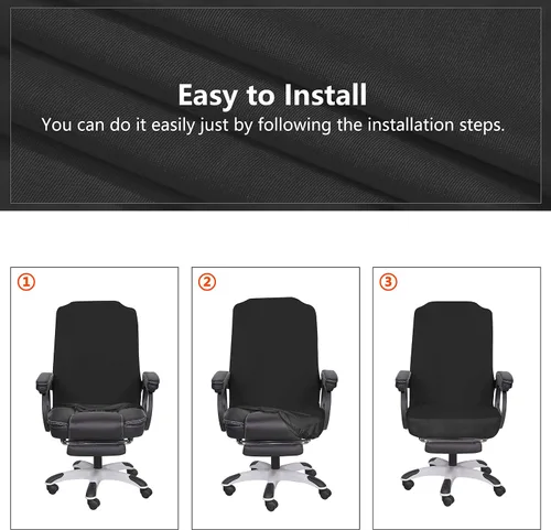 Vista 6 de SARAFLORA - Funda para silla de oficina - Grande, color negro - Funda extraíble para computadora con cremallera, universal, giratoria