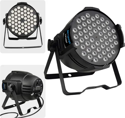 Vista 2 de BETOPPER Luces DJ DMX activadas por sonido, 54 x 3W LED Par Luces RGB DMX, DJ Par Iluminación para iglesia, concierto, boda, fiesta, bar