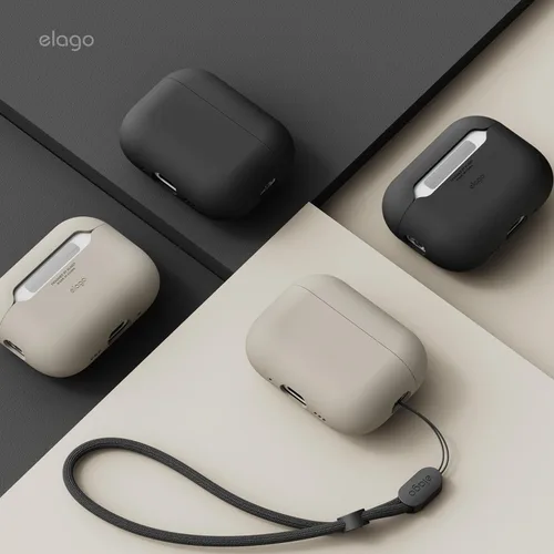 Vista 8 de elago Funda híbrida líquida compatible con AirPods Pro 3, protección de triple capa, cordón incluido, carga inalámbrica, resistente a los golpes