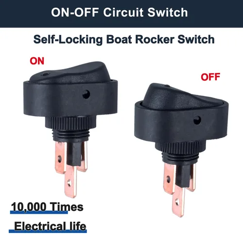 Vista 2 de 6 interruptores basculantes de barco con luz LED, interruptor de palanca de encendido y apagado de forma ovalada 3 pines SPST 12 V 30 A