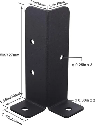 Vista 2 de 8 soportes de anclaje ajustables para postes de cubierta para postes de 1.5 x 1.5, 2 x 2, 2 x 4, 4 x 4, kit de soportes de base de madera