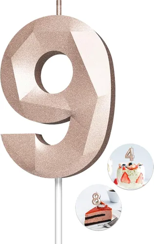 Vista 32 de Velas de cumpleaños con números (0 velas negras), forma de diamante 3D, decoración de pastel de feliz cumpleaños para niños y hombres, cumpleaños