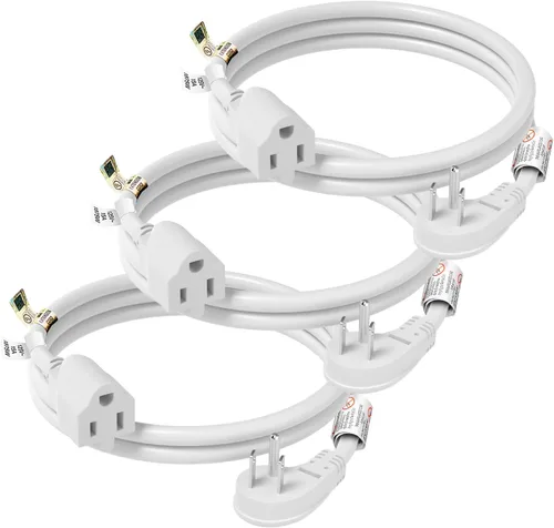 Vista 13 de FIRMERST 1875W Cable de extensión de enchufe plano 3 pies 14 AWG 15A Negro, listado UL