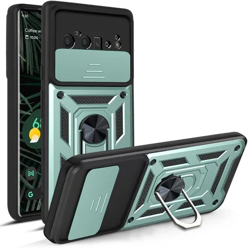 Vista 14 de Funda para Google Pixel 6A, funda de TPU + PC de grado militar para Google Pixel 6A, soporte integrado, diseño de doble capa, funda de protección