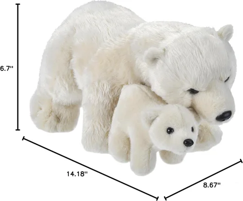 Vista 2 de Wild Republic Mamá y Bebé Oso Polar de Peluche, Animal de Peluche, Juguete de Peluche, Regalos para Niños, 14 pulgadas
