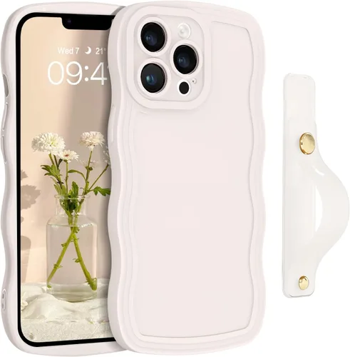 Vista 29 de GUAGUA Funda para iPhone SE 2022/2020, Funda para Teléfono iPhone 7/8 Diseño Lindo de Forma de Onda Rizada TPU Suave con Correa de Muñeca Soporte
