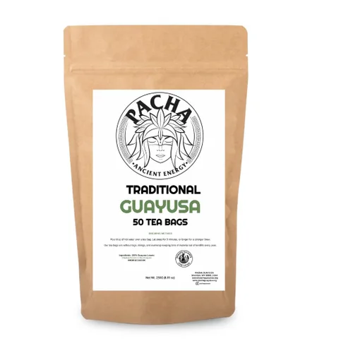 Vista 7 de Bolsas de té Guayusa de PACHA Naturalmente altas en antioxidantes, L-teanina y teobromina Té de hierbas de energía sostenida Alternativa a